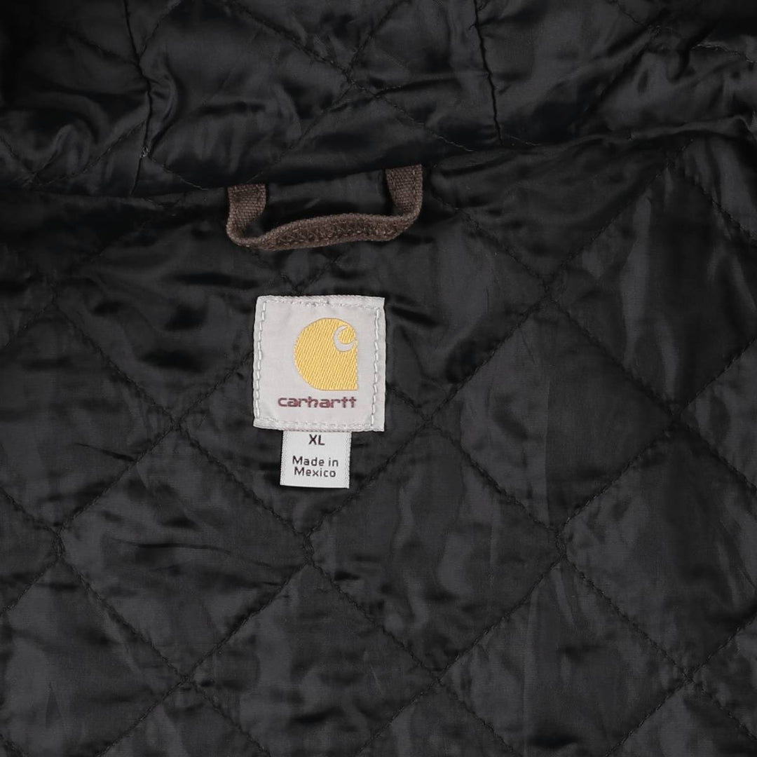 Carhartt Active Jacket, Padded Duck Full-Zip Hoodie, Men's XL, Quilted Liner cotton brown type Vintage Second Hand