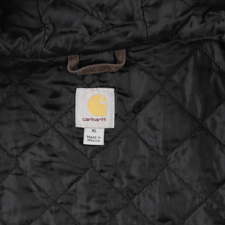 Carhartt Active Jacket, Padded Duck Full-Zip Hoodie, Men's XL, Quilted Liner cotton brown type Vintage Second Hand