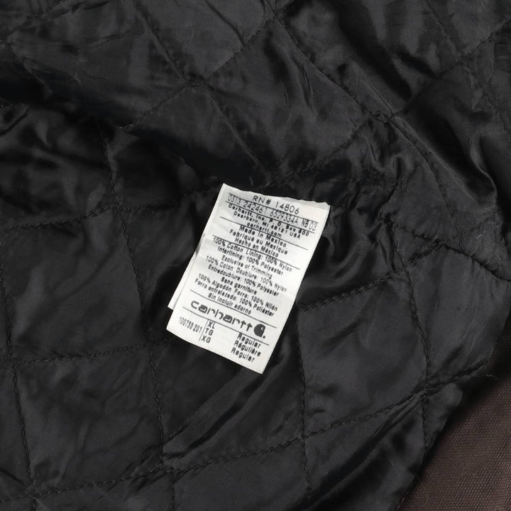 Carhartt Active Jacket, Padded Duck Full-Zip Hoodie, Men's XL, Quilted Liner cotton brown type Vintage Second Hand