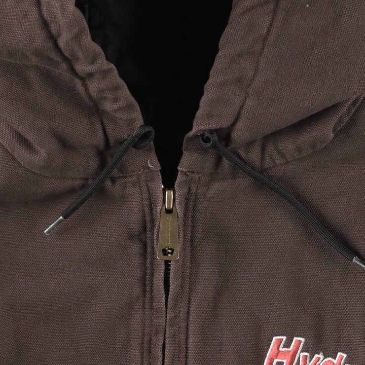 Carhartt Active Jacket, Padded Duck Full-Zip Hoodie, Men's XL, Quilted Liner cotton brown type Vintage Second Hand