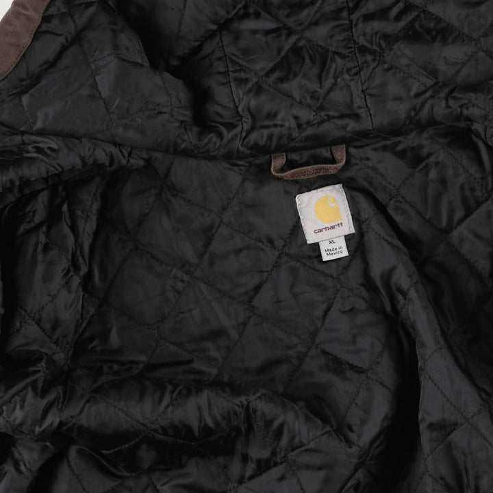 Carhartt Active Jacket, Padded Duck Full-Zip Hoodie, Men's XL, Quilted Liner cotton brown type Vintage Second Hand