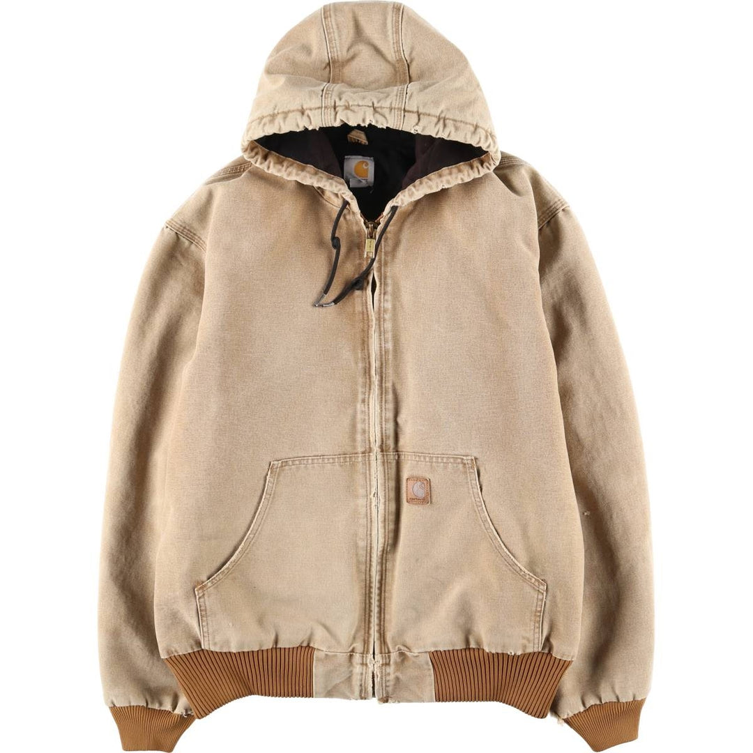 Carhartt Active Jacket, Padded Duck Full-Zip Hoodie, Men's Size L cotton brown type Vintage Second Hand