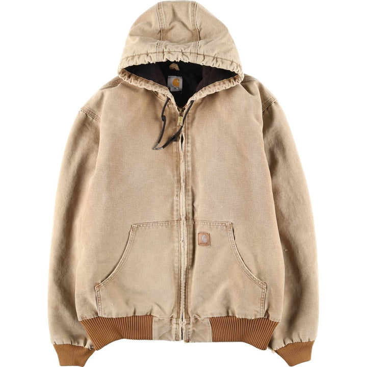 Carhartt Active Jacket, Padded Duck Full-Zip Hoodie, Men's Size L cotton brown type Vintage Second Hand