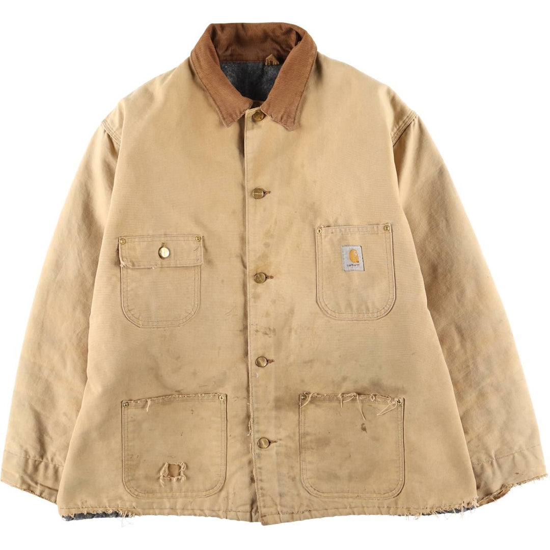 Carhartt Michigan Chore Coat Duck Coverall Men's XL Size unclear beige type brown Vintage Second Hand