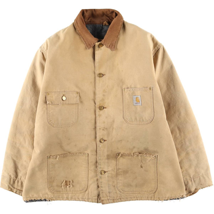Carhartt Michigan Chore Coat Duck Coverall Men's XL Size unclear beige type brown Vintage Second Hand