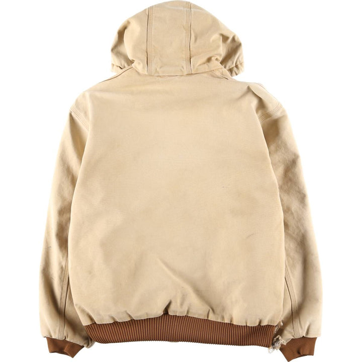 2000'S Carhartt Active Jacket, Padded Duck Full-Zip Hoodie, Made in USA, Men's Size L cotton brown type Vintage Second Hand