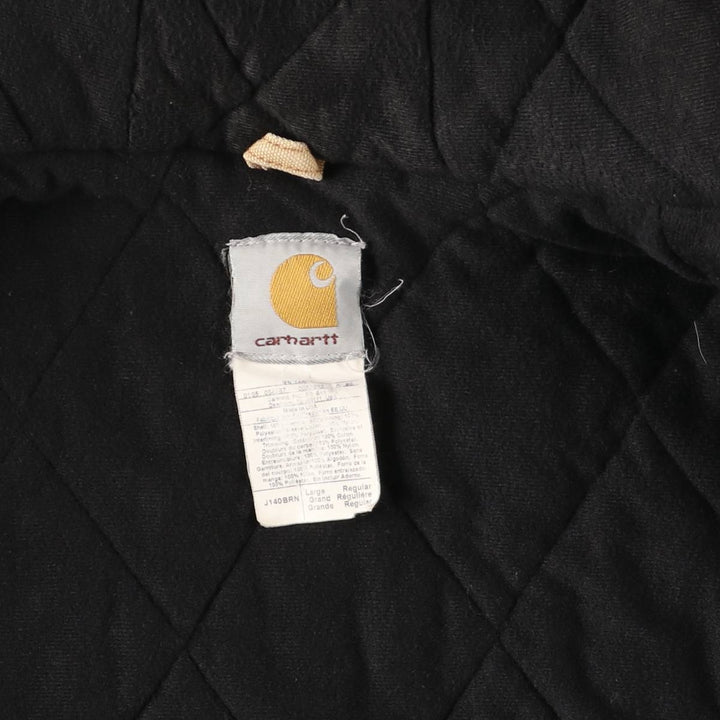 2000'S Carhartt Active Jacket, Padded Duck Full-Zip Hoodie, Made in USA, Men's Size L cotton brown type Vintage Second Hand