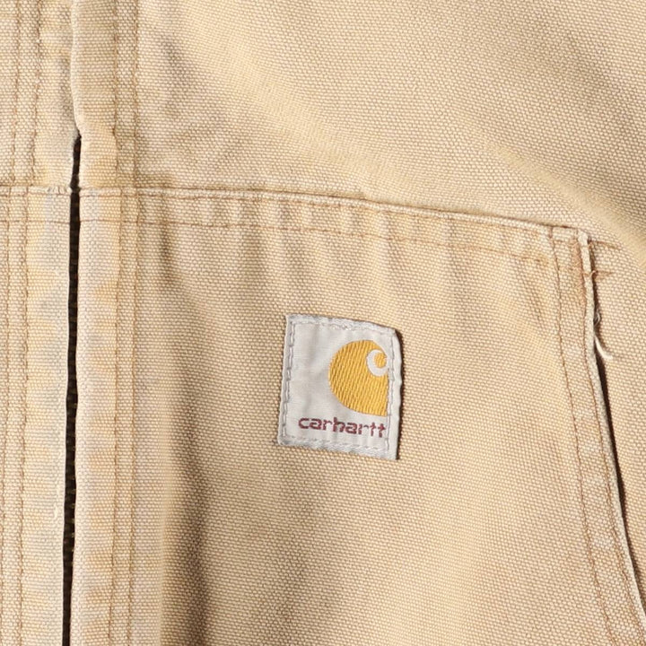 2000'S Carhartt Active Jacket, Padded Duck Full-Zip Hoodie, Made in USA, Men's Size L cotton brown type Vintage Second Hand