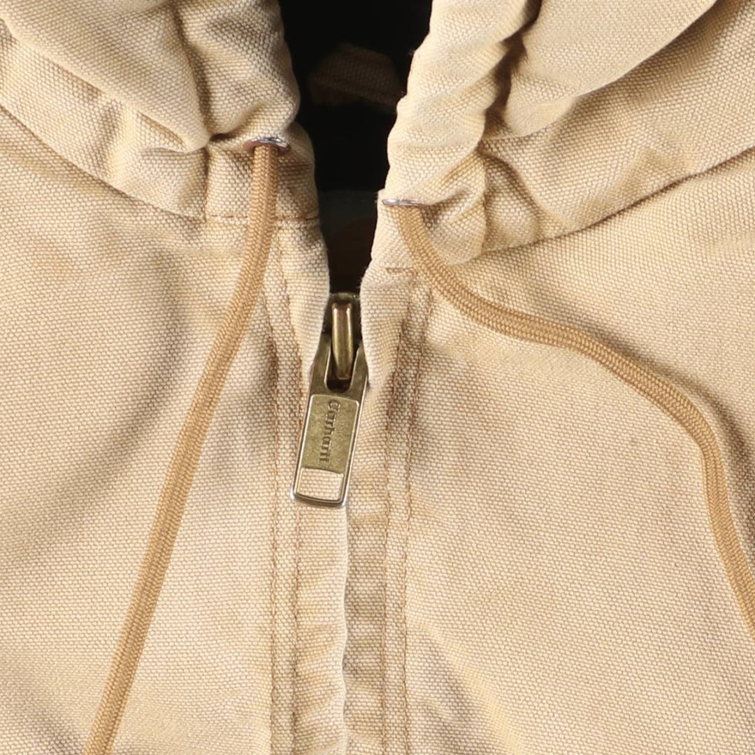 2000'S Carhartt Active Jacket, Padded Duck Full-Zip Hoodie, Made in USA, Men's Size L cotton brown type Vintage Second Hand