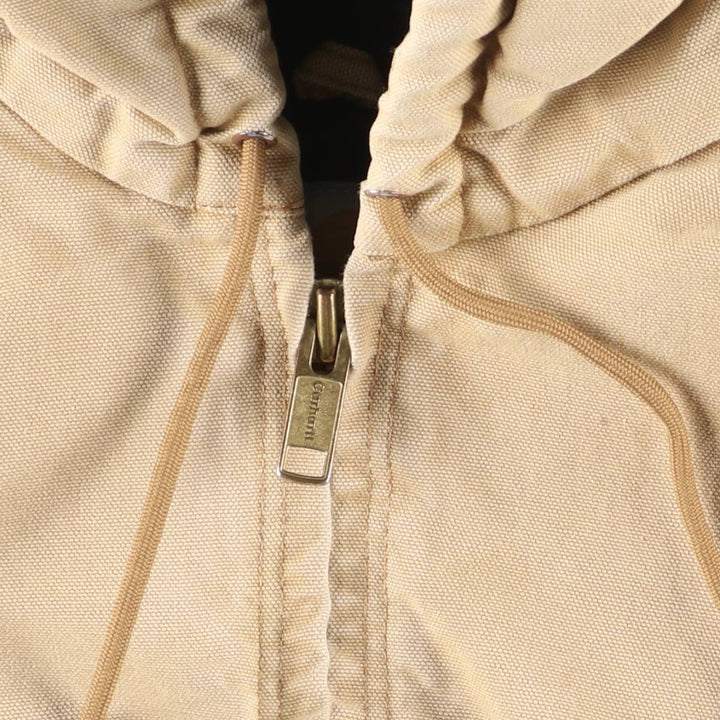 2000'S Carhartt Active Jacket, Padded Duck Full-Zip Hoodie, Made in USA, Men's Size L cotton brown type Vintage Second Hand