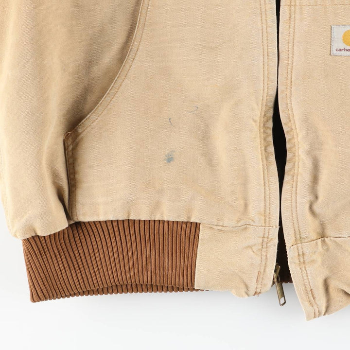 2000'S Carhartt Active Jacket, Padded Duck Full-Zip Hoodie, Made in USA, Men's Size L cotton brown type Vintage Second Hand