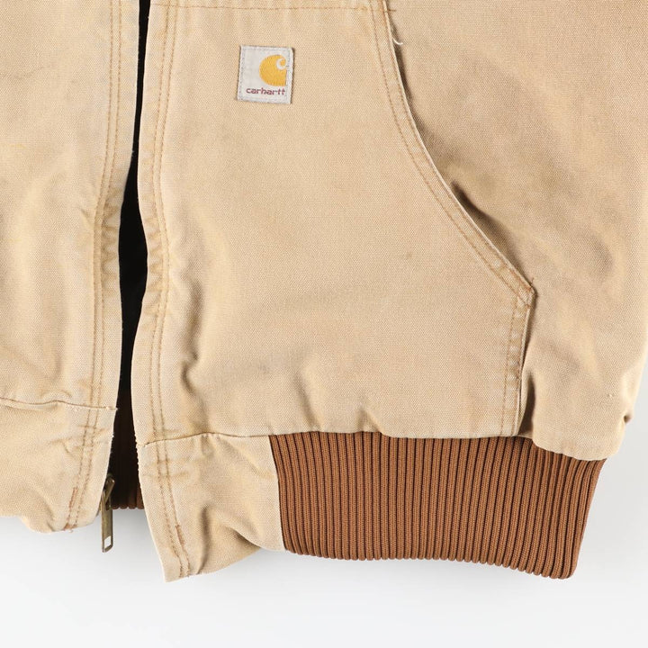 2000'S Carhartt Active Jacket, Padded Duck Full-Zip Hoodie, Made in USA, Men's Size L cotton brown type Vintage Second Hand