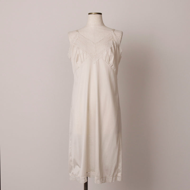 Lingerie Half-Length Camisole Dress, Women's Size S unclear white type Vintage Second Hand