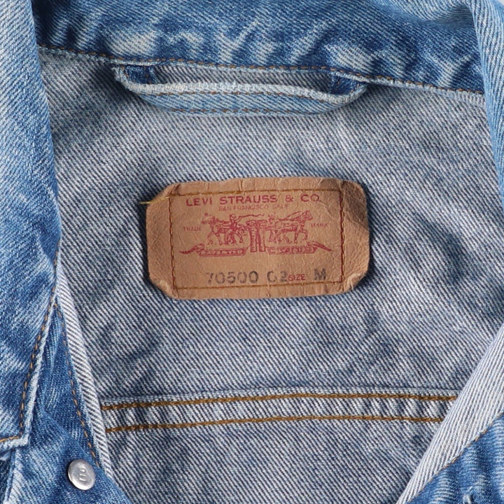 90'S Levi's 70500-0219 Euro Model Denim Jacket, Made in Italy, Men's Size Medium, Vintage cotton blue type Vintage Second Hand