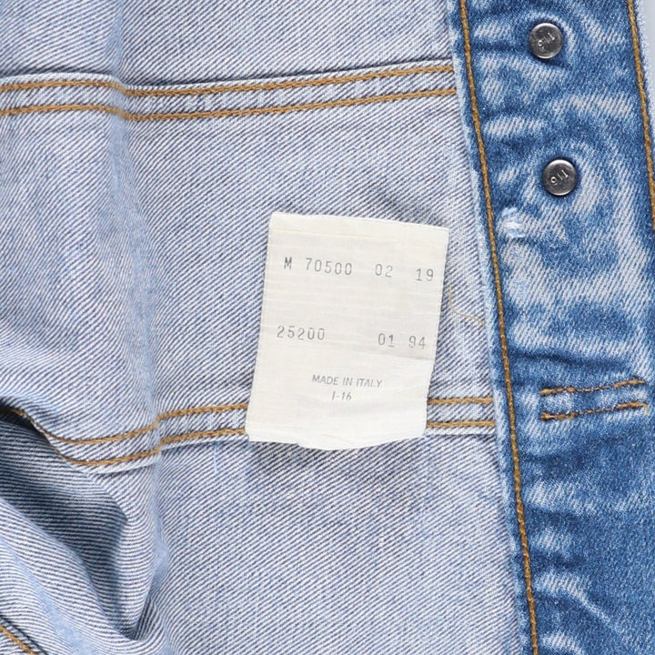 90'S Levi's 70500-0219 Euro Model Denim Jacket, Made in Italy, Men's Size Medium, Vintage cotton blue type Vintage Second Hand