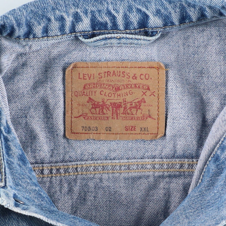 90'S Levi's 70503-0215 Denim Jacket, Men's XXL, Vintage cotton blue type Vintage Second Hand