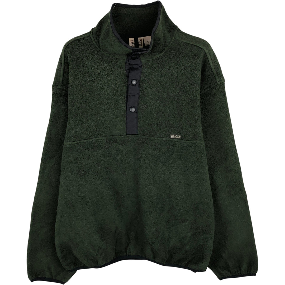 90s-00'S Woolrich Half-Snap Fleece Pullover, Made in USA, Men's Size L (approx.) polyester Green type dark green Vintage Second Hand