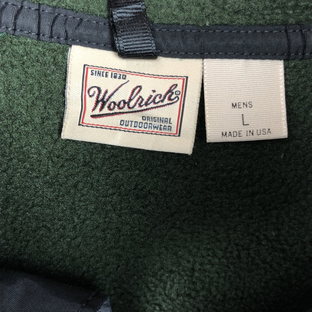 90s-00'S Woolrich Half-Snap Fleece Pullover, Made in USA, Men's Size L (approx.) polyester Green type dark green Vintage Second Hand