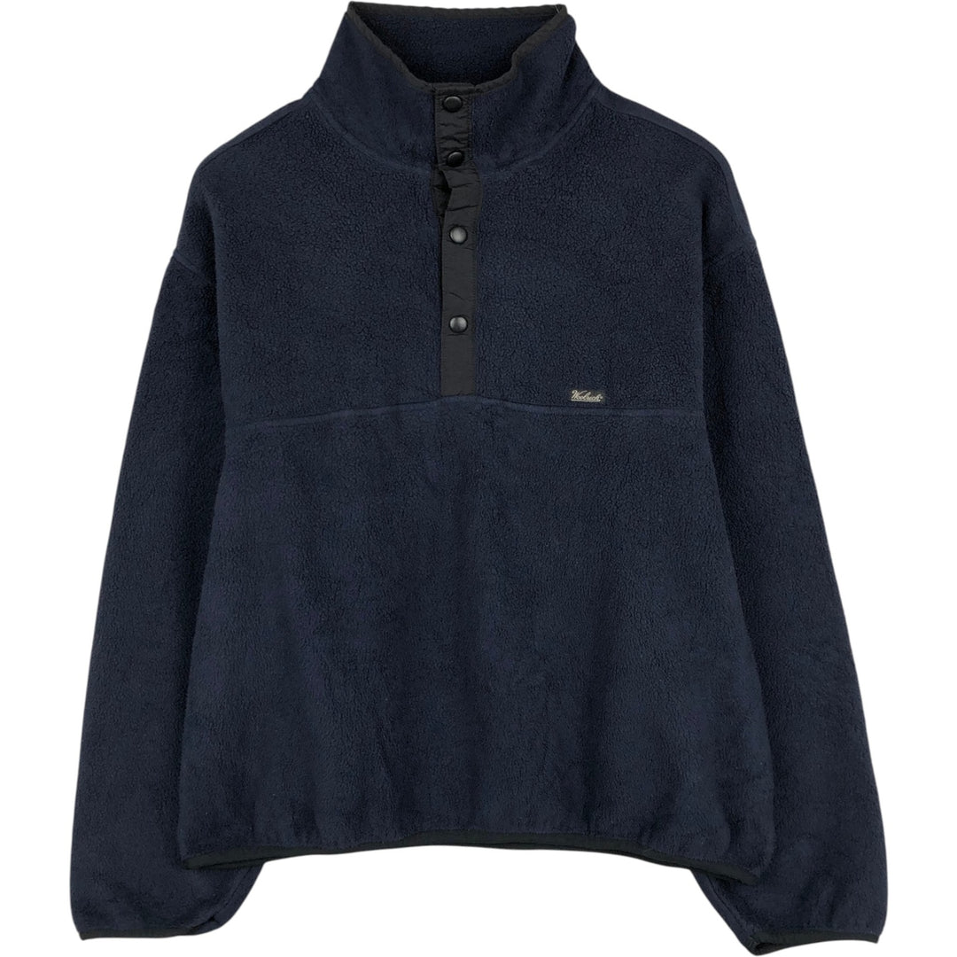 90s-00'S WOOLRICH Half-Snap Fleece Pullover, Men's XL polyester navy blue type Vintage Second Hand