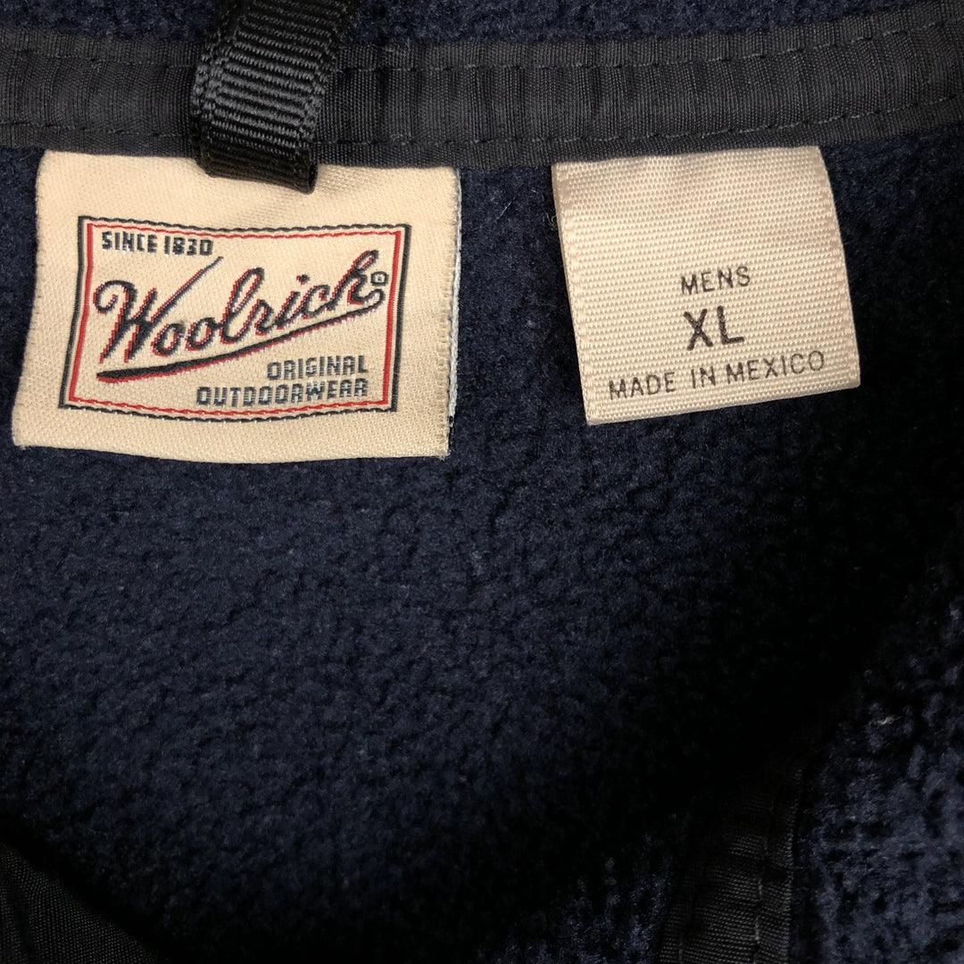 90s-00'S WOOLRICH Half-Snap Fleece Pullover, Men's XL polyester navy blue type Vintage Second Hand