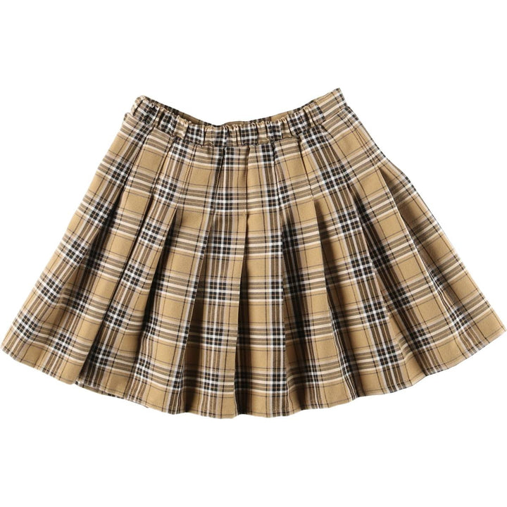 wild fable Check Pattern Pleated Mini Skirt, Women's XS polyester Beige type Vintage Second Hand