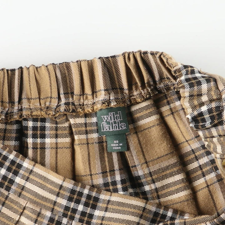 wild fable Check Pattern Pleated Mini Skirt, Women's XS polyester Beige type Vintage Second Hand