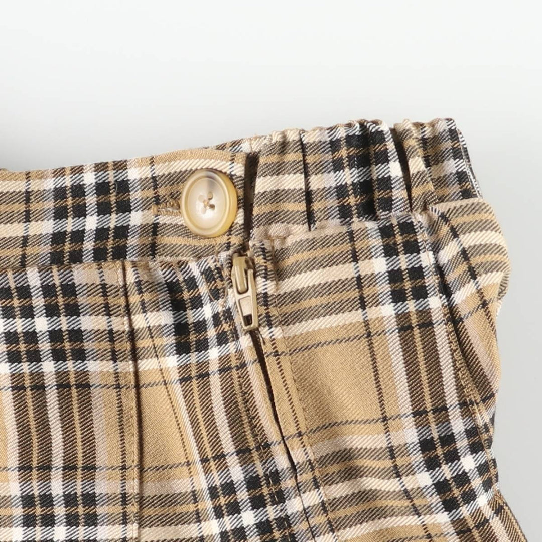 wild fable Check Pattern Pleated Mini Skirt, Women's XS polyester Beige type Vintage Second Hand