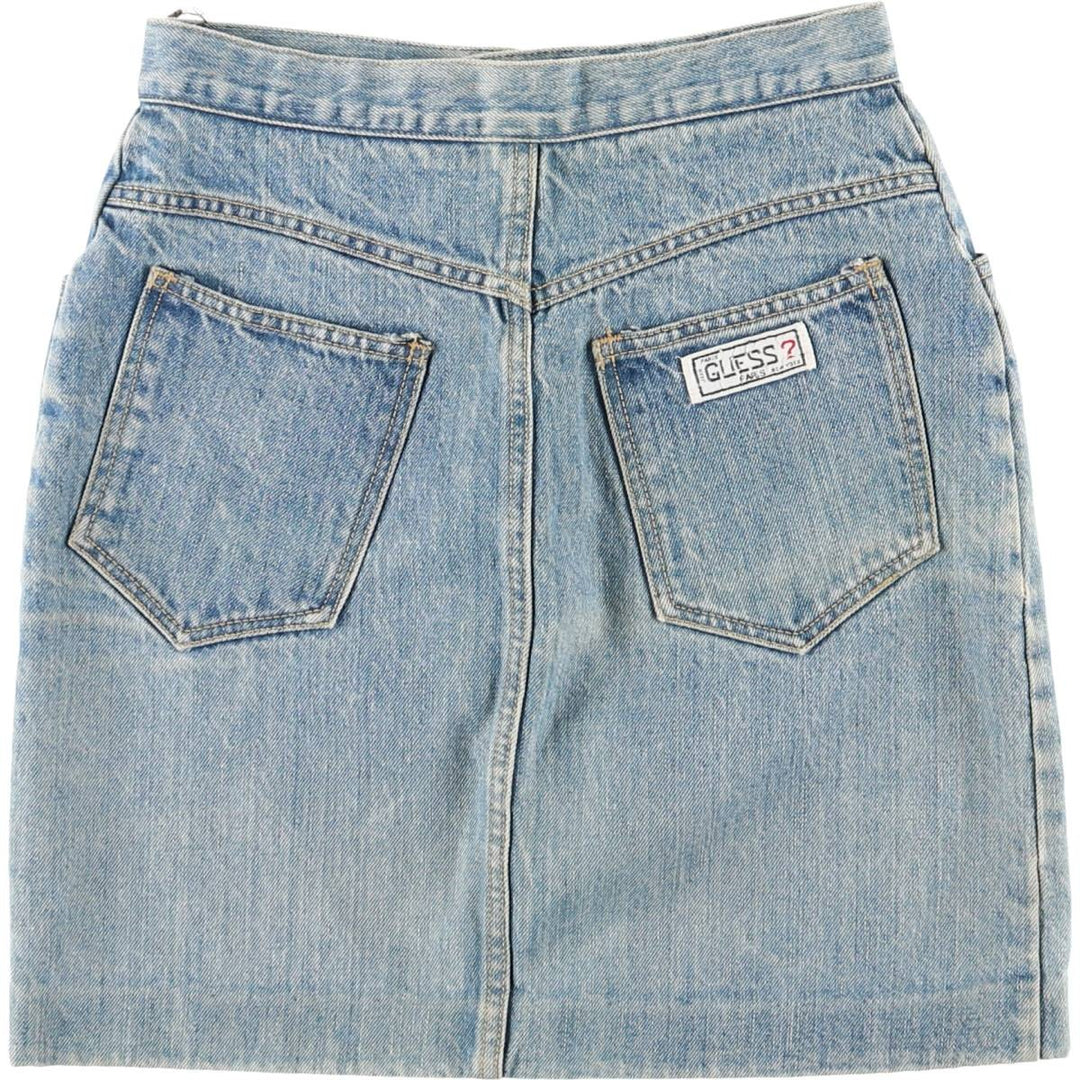 80'S Guess denim tight mini skirt, women's size M equivalent, vintage. unclear blue type Vintage Second Hand
