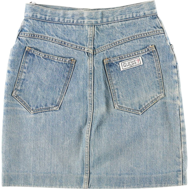 80'S Guess denim tight mini skirt, women's size M equivalent, vintage. unclear blue type Vintage Second Hand