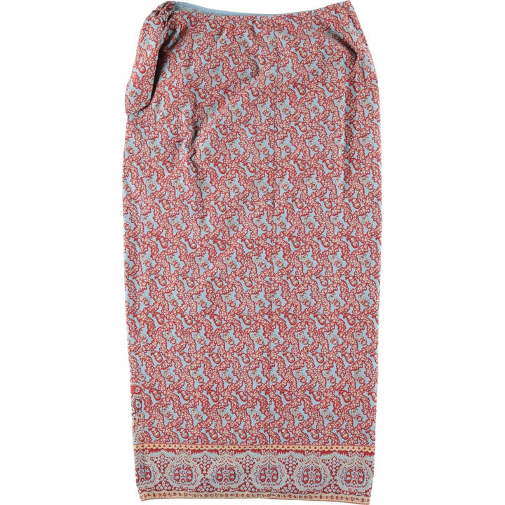 Ralph Lauren LAUREN all-over paisley pattern cotton long wrap skirt, size L cotton Blue type light blue Vintage Second Hand