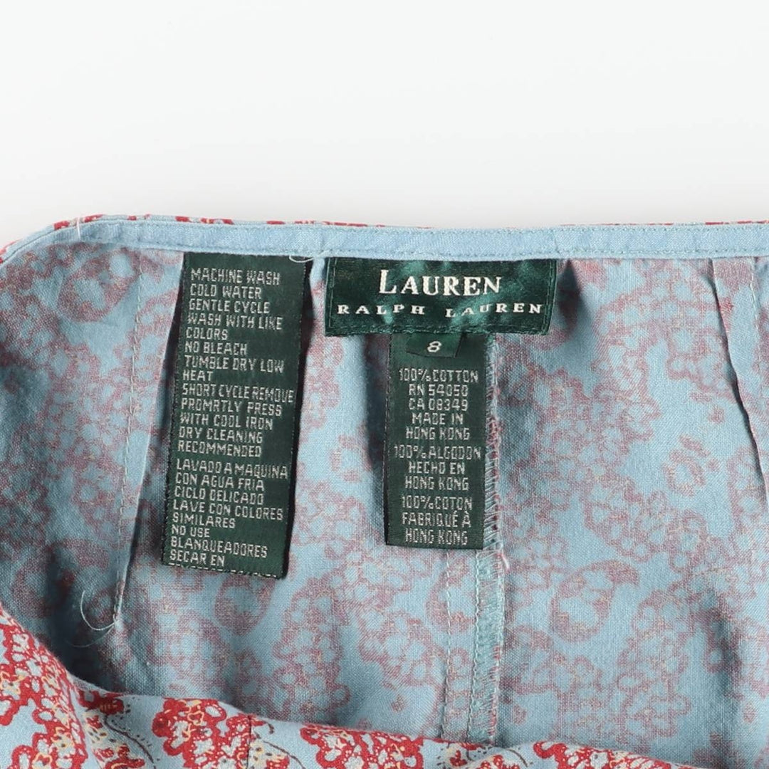 Ralph Lauren LAUREN all-over paisley pattern cotton long wrap skirt, size L cotton Blue type light blue Vintage Second Hand