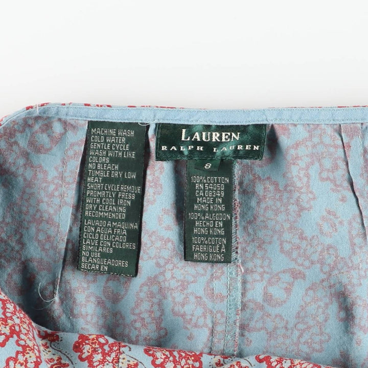 Ralph Lauren LAUREN all-over paisley pattern cotton long wrap skirt, size L cotton Blue type light blue Vintage Second Hand