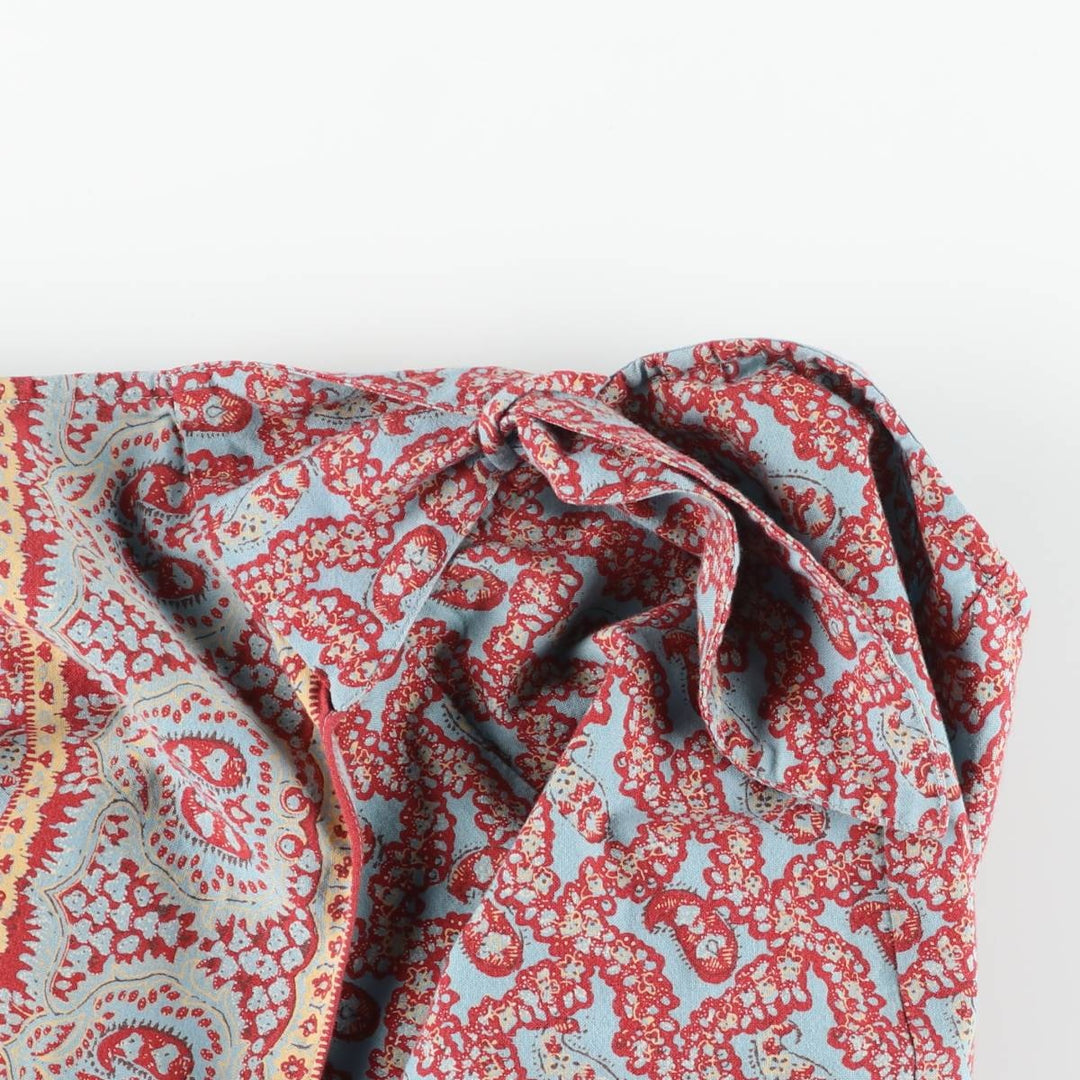 Ralph Lauren LAUREN all-over paisley pattern cotton long wrap skirt, size L cotton Blue type light blue Vintage Second Hand
