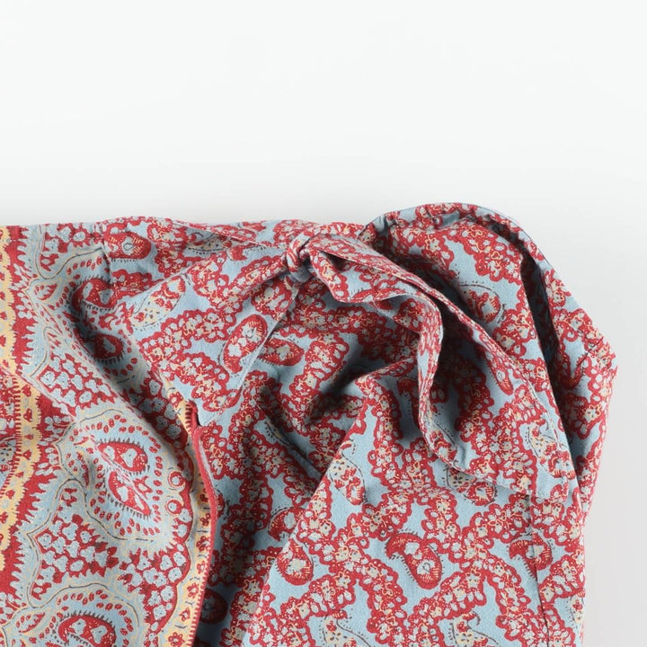 Ralph Lauren LAUREN all-over paisley pattern cotton long wrap skirt, size L cotton Blue type light blue Vintage Second Hand