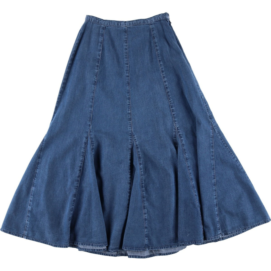 Coldwater Creek Denim Long Flare Skirt, Women's Size XS Tencel blue type Vintage Second Hand