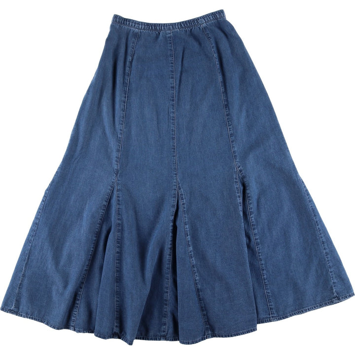 Coldwater Creek Denim Long Flare Skirt, Women's Size XS Tencel blue type Vintage Second Hand