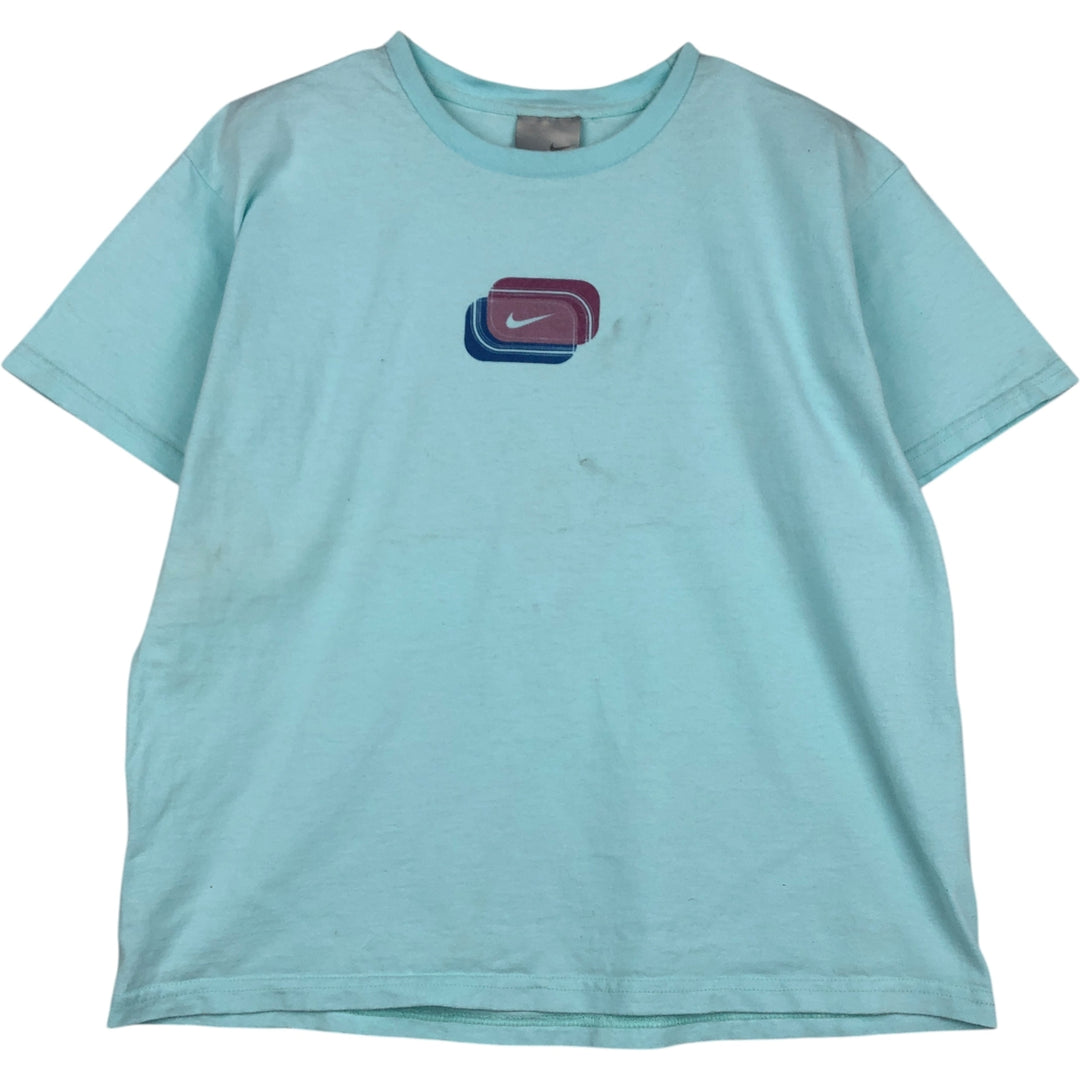 2000'S Nike logo print T-shirt, women's size L cotton Blue type light blue Vintage Second Hand