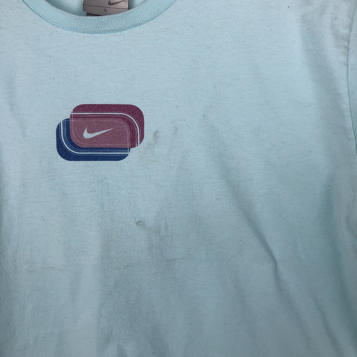 2000'S Nike logo print T-shirt, women's size L cotton Blue type light blue Vintage Second Hand
