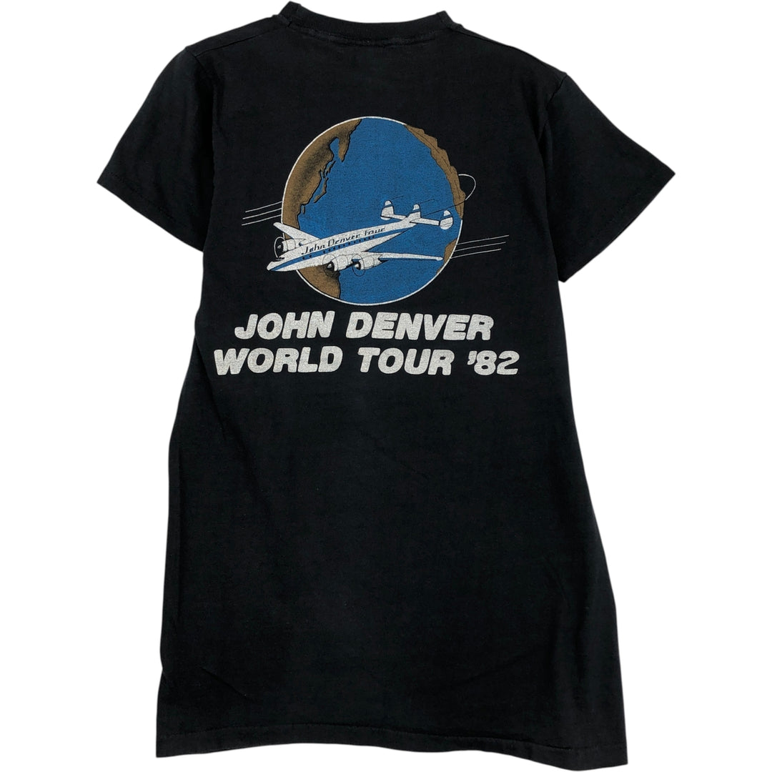 Vintage 80'S Screen Stars John Denver Band T-Shirt, Made in USA, Women's Size Medium cotton black type Vintage Second Hand