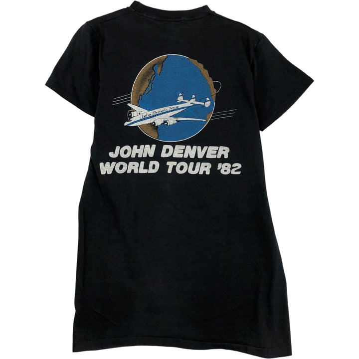 Vintage 80'S Screen Stars John Denver Band T-Shirt, Made in USA, Women's Size Medium cotton black type Vintage Second Hand