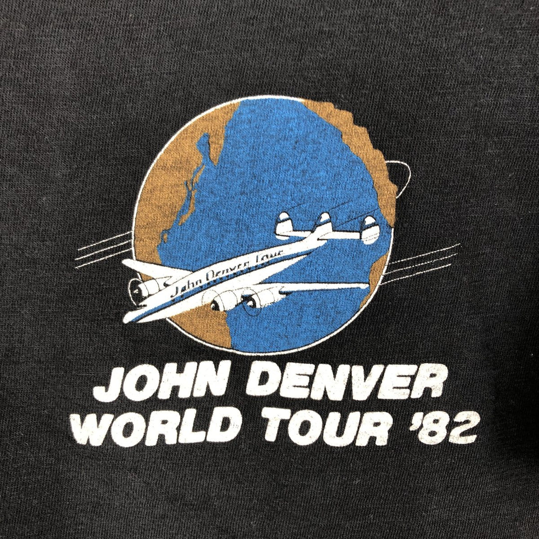 Vintage 80'S Screen Stars John Denver Band T-Shirt, Made in USA, Women's Size Medium cotton black type Vintage Second Hand