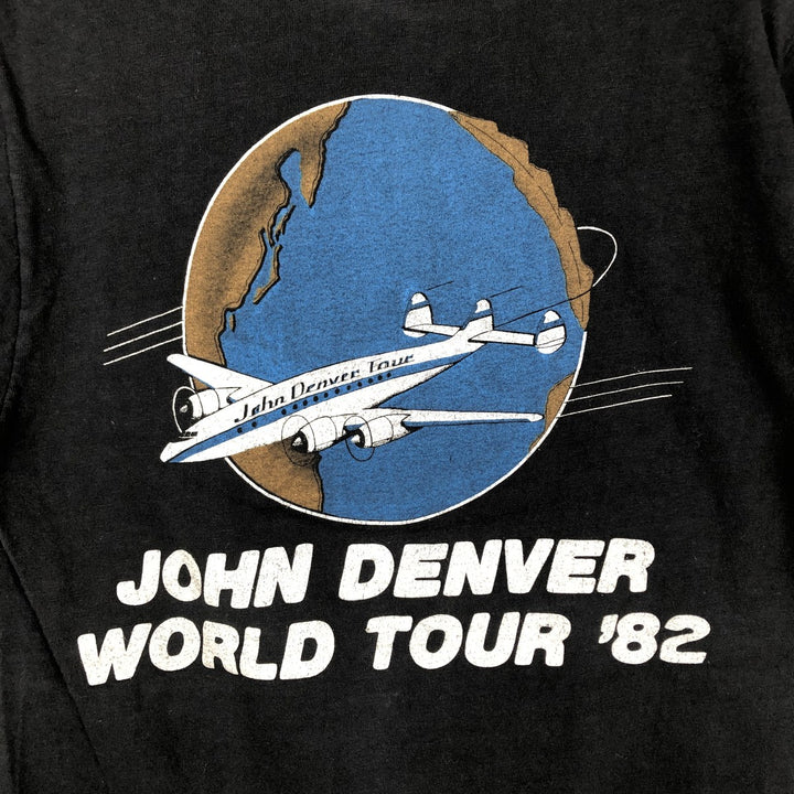 Vintage 80'S Screen Stars John Denver Band T-Shirt, Made in USA, Women's Size Medium cotton black type Vintage Second Hand