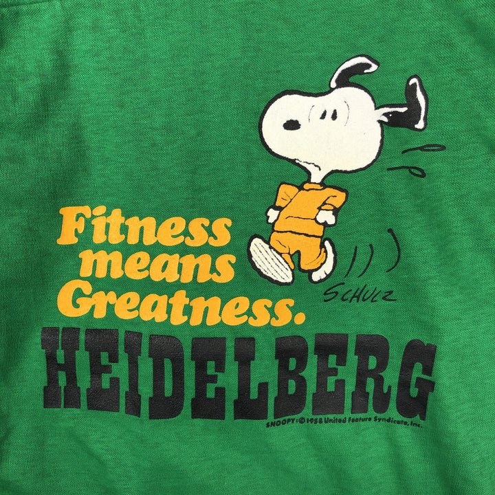 80'S Artex Snoopy Character Football Short Sleeve T-Shirt, Made in USA, Women's Size M (Equivalent), Vintage cotton green type Vintage Second Hand