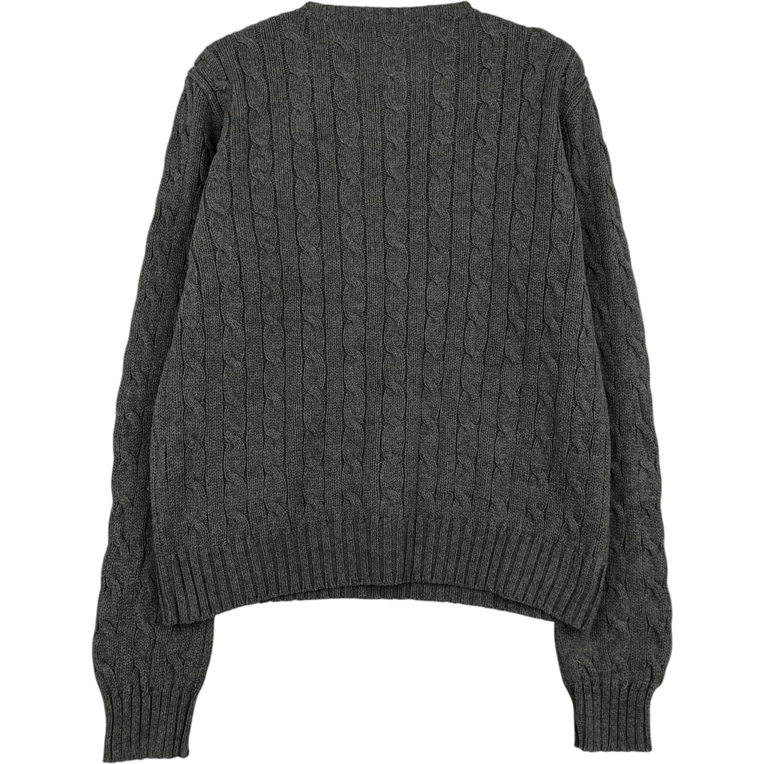 Ralph Lauren Cable Knit Cotton Sweater Women's M Size cotton gray type Vintage Second Hand
