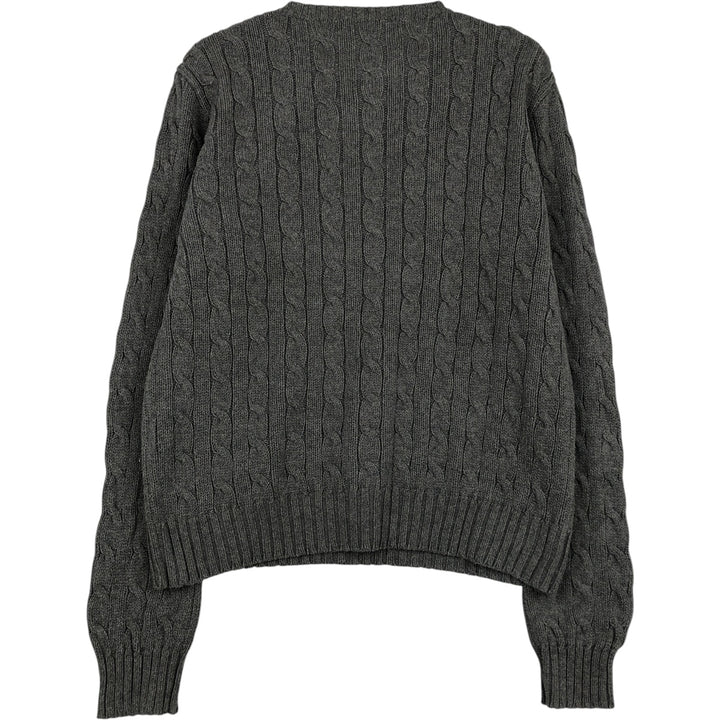 Ralph Lauren Cable Knit Cotton Sweater Women's M Size cotton gray type Vintage Second Hand