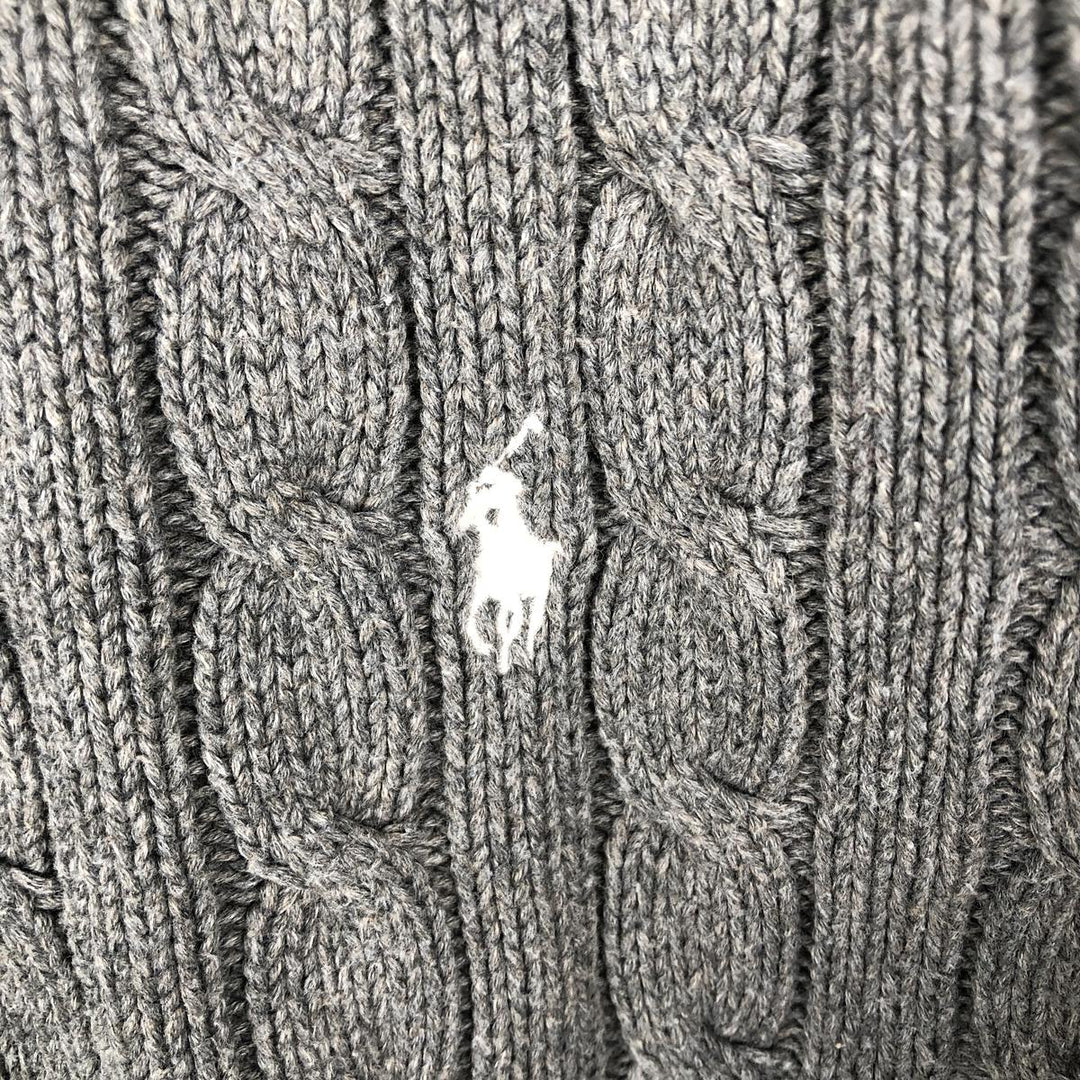 Ralph Lauren Cable Knit Cotton Sweater Women's M Size cotton gray type Vintage Second Hand