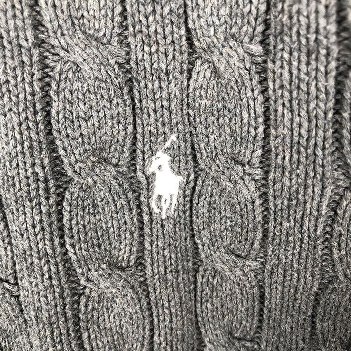 Ralph Lauren Cable Knit Cotton Sweater Women's M Size cotton gray type Vintage Second Hand
