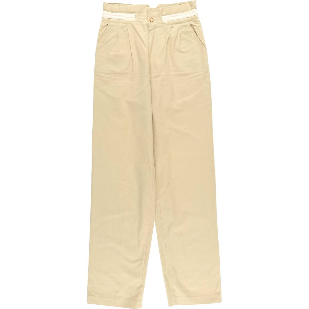 Vintage 1970'S GAP Two-pleat Cotton Pants, Women's Size L (W28) cotton Beige type Vintage Second Hand
