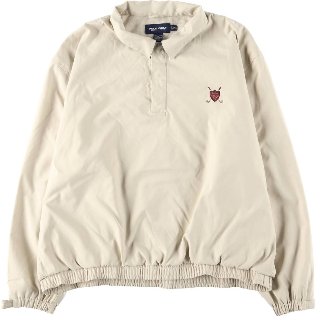 Ralph Lauren POLO GOLF Half-Snap Collared Warm-Up Pullover, Men's XXL equivalent. polyester ivory Vintage Second Hand