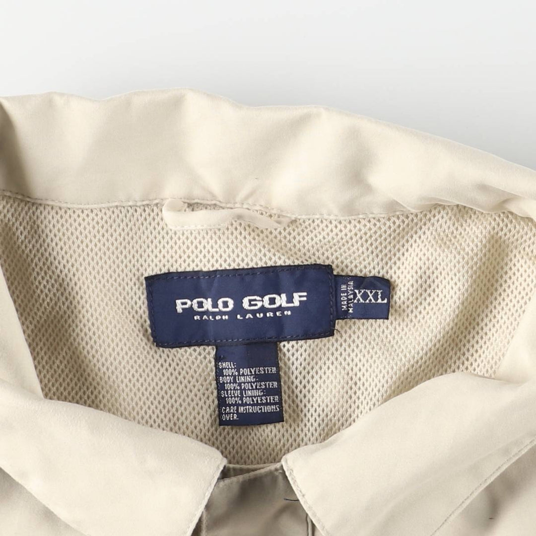 Ralph Lauren POLO GOLF Half-Snap Collared Warm-Up Pullover, Men's XXL equivalent. polyester ivory Vintage Second Hand